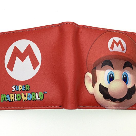 Nuevo Super Mary cartera corta Super Mario estudiante unisex pu cuero Snap cartera