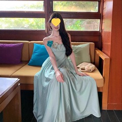 フレンチニッチで美しい気質のサスペンダードレス妖精夏立体花海辺休暇ウエストビーチロングドレス