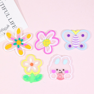 Soft rubber DIY patch refrigerator mobile phone stickers Butterfly Rabbit transparent five-petal flower children's hair ring hair rope jewelry accessories