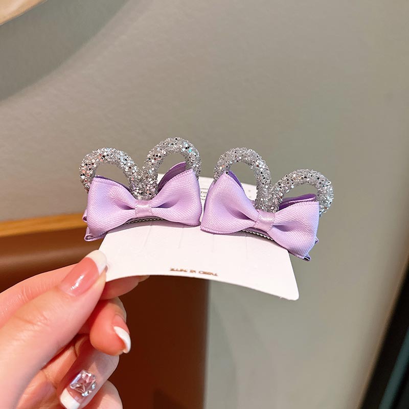 Tela infantil arco orejas de conejo clip para niñas tarjeta de cabello nueva princesa adornamiento de cabello de niña clips frange lateral