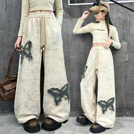 女童阔腿裤春秋女大童时髦洋气直筒春季长裤潮酷宽松春款儿童裤子