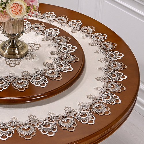 Fresh lace small round table tablecloth round tablecloth coffee table cloth white fabric anti-scalding mat simple European style home