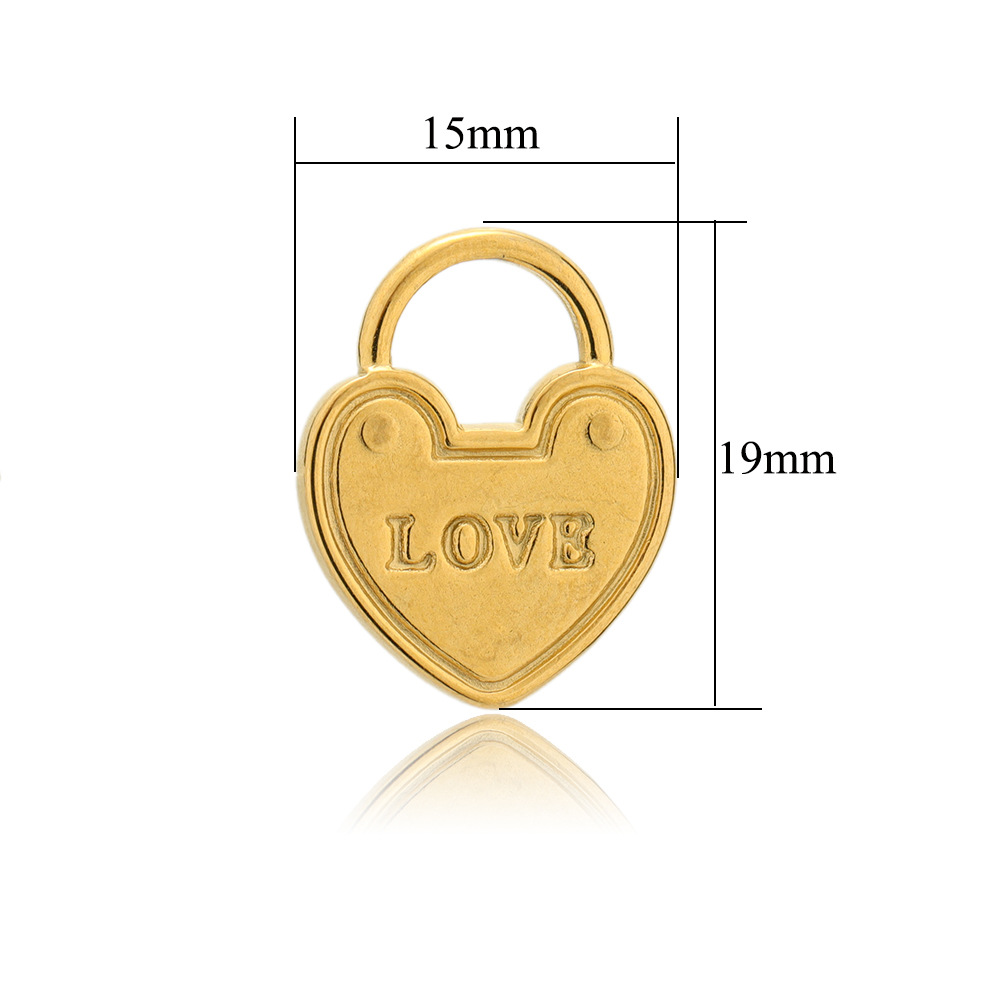 Pendant Jewelry Making Type 5 PCS/Package 15 * 19mm 304 Stainless Steel Love Heart Shape Lock Pendant