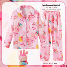 新款儿童睡衣套装男童开衫长袖女童翻领睡衣中大童秋冬家居服批发