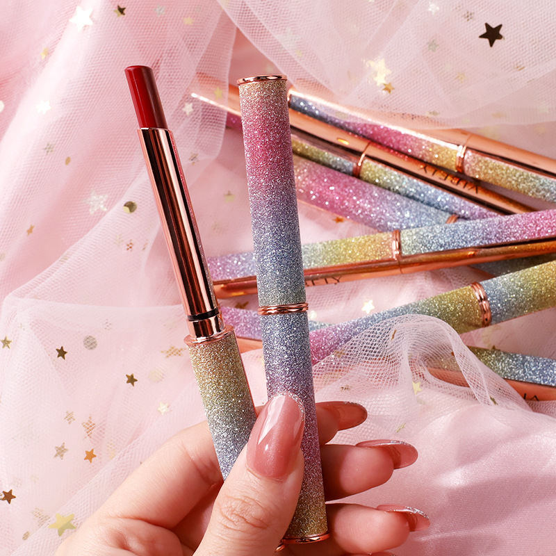 VIBELY Foreign Trade Starry Sky Shining matte Lipstick, non-stick cup, non-fading, small diamond heel Lipstick, cross-border wholesale undefined
