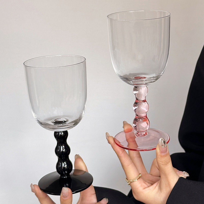 니치 디자인 구슬 고블 샴페인 유리 빈티지 유리 중간 고대 와인 유리 프리미엄 센스 레드 와인 유리 와인 유리