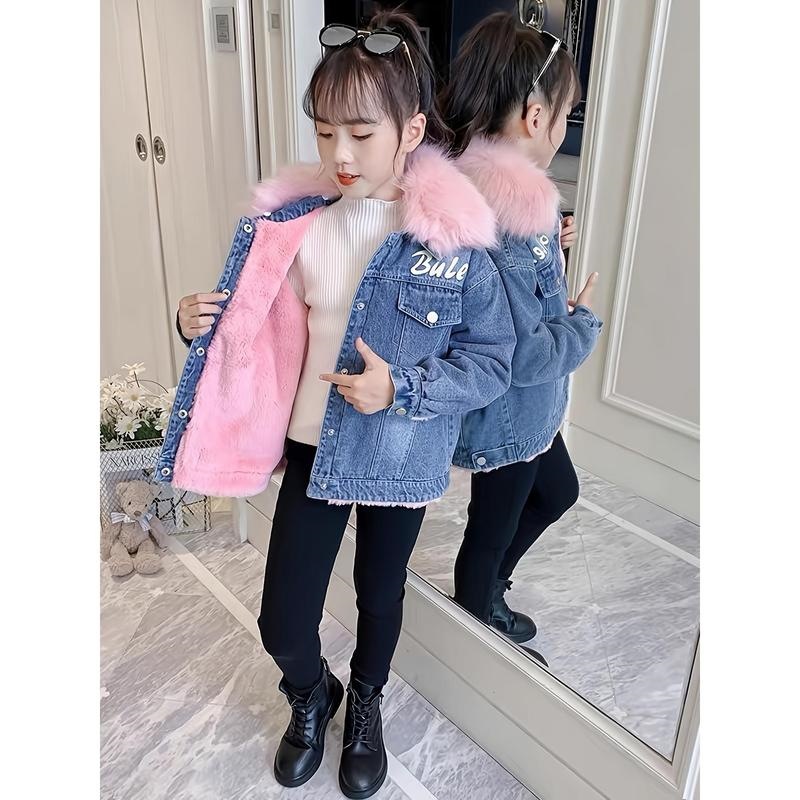 J 71422 Girls Winter Fleece Denim Jacket 女童牛仔棉衣 跨境代