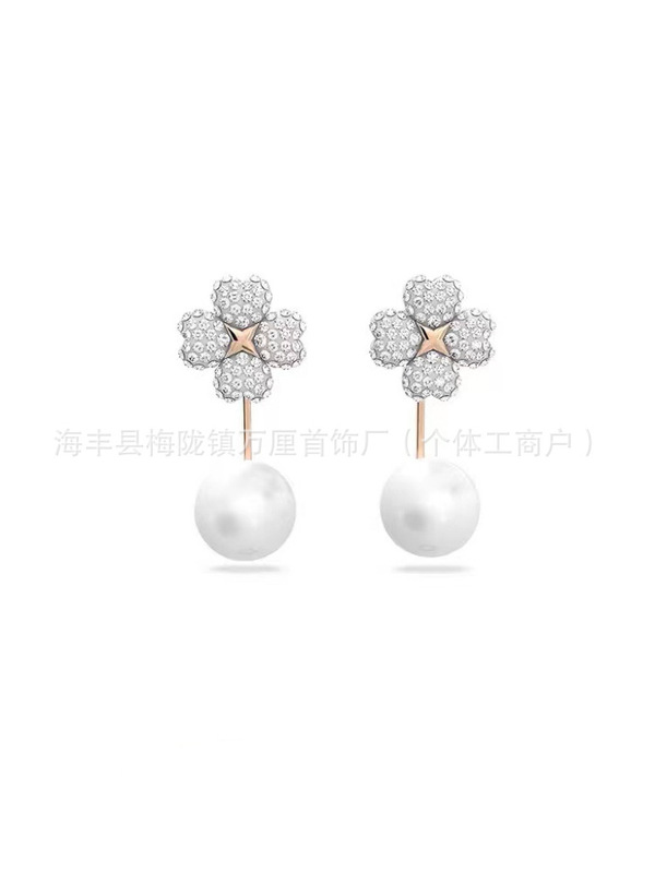 施华洛水晶世奇灵动天鹅跳动的心耳环施家高版本恶魔之眼耳钉女|undefined