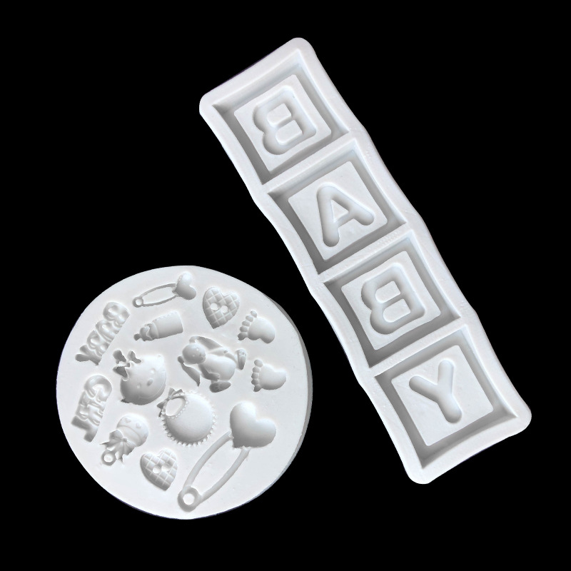 BEBÉ carta BABY carriage biberón pezón babero pies pequeños mano pequeña Fondant chocolate epoxi aromaterapia molde de yeso