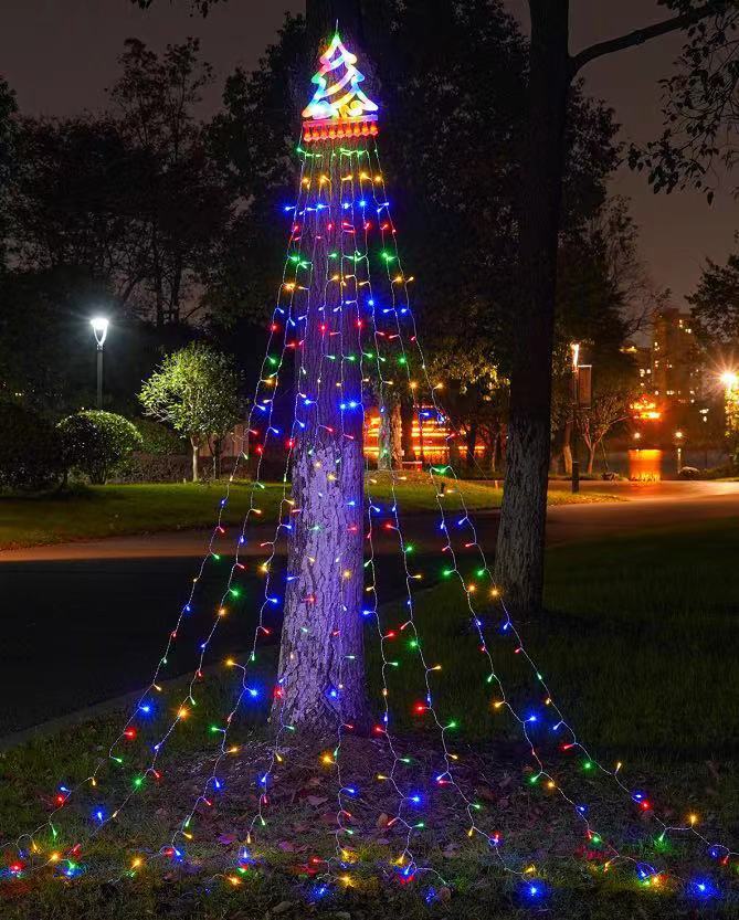 Transfronteriza estrella de cinco puntas cascada luz de color mágico luz LED tira de hielo luz agua LUZ DE Navidad patio diseño luz decorativa