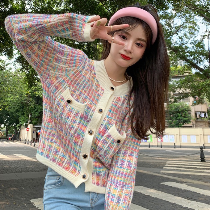 2023 Autunno Nuovo Moda Eleganza Cappotto Donna Stile Lazy Piccolo Girocollo Maglia Top_voghion.com