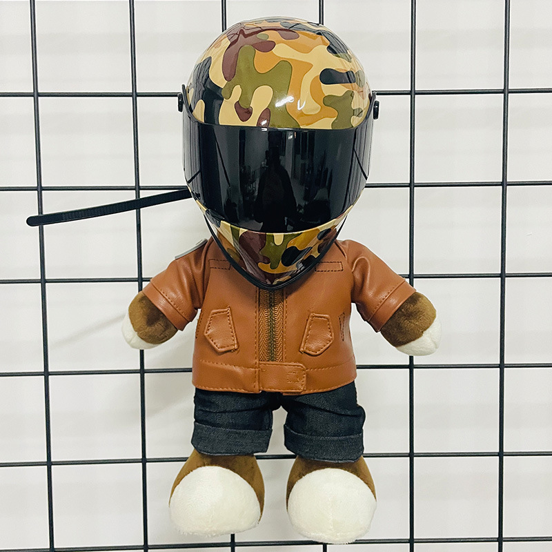 Coche eléctrico colgante oso muñeca casco cuero juguete coche tronco montar decoración 4S reparación tienda locomotora muñeca