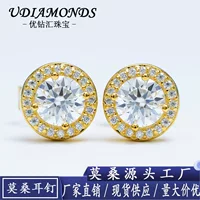 Amazon Новый S925 серебряные инкрустированные круглые серьги из муассанита 6,5 мм хип-хоп серьги завод прямой источник