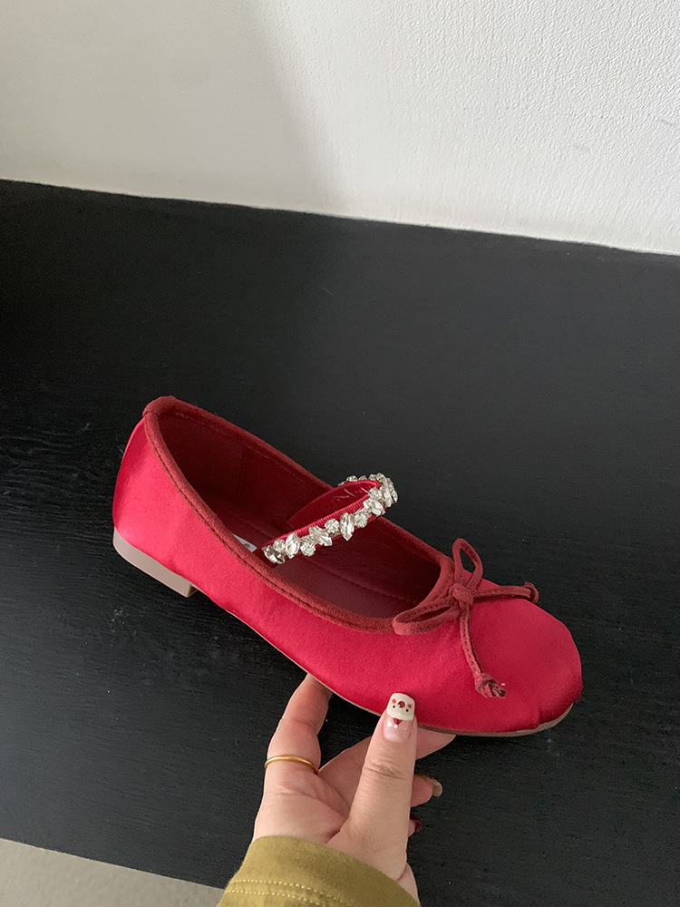 Zapatos de brisa tardía de diamante francés con una sola línea de zapatos de ballet plana de primavera nuevos zapatos de mujer suaves
