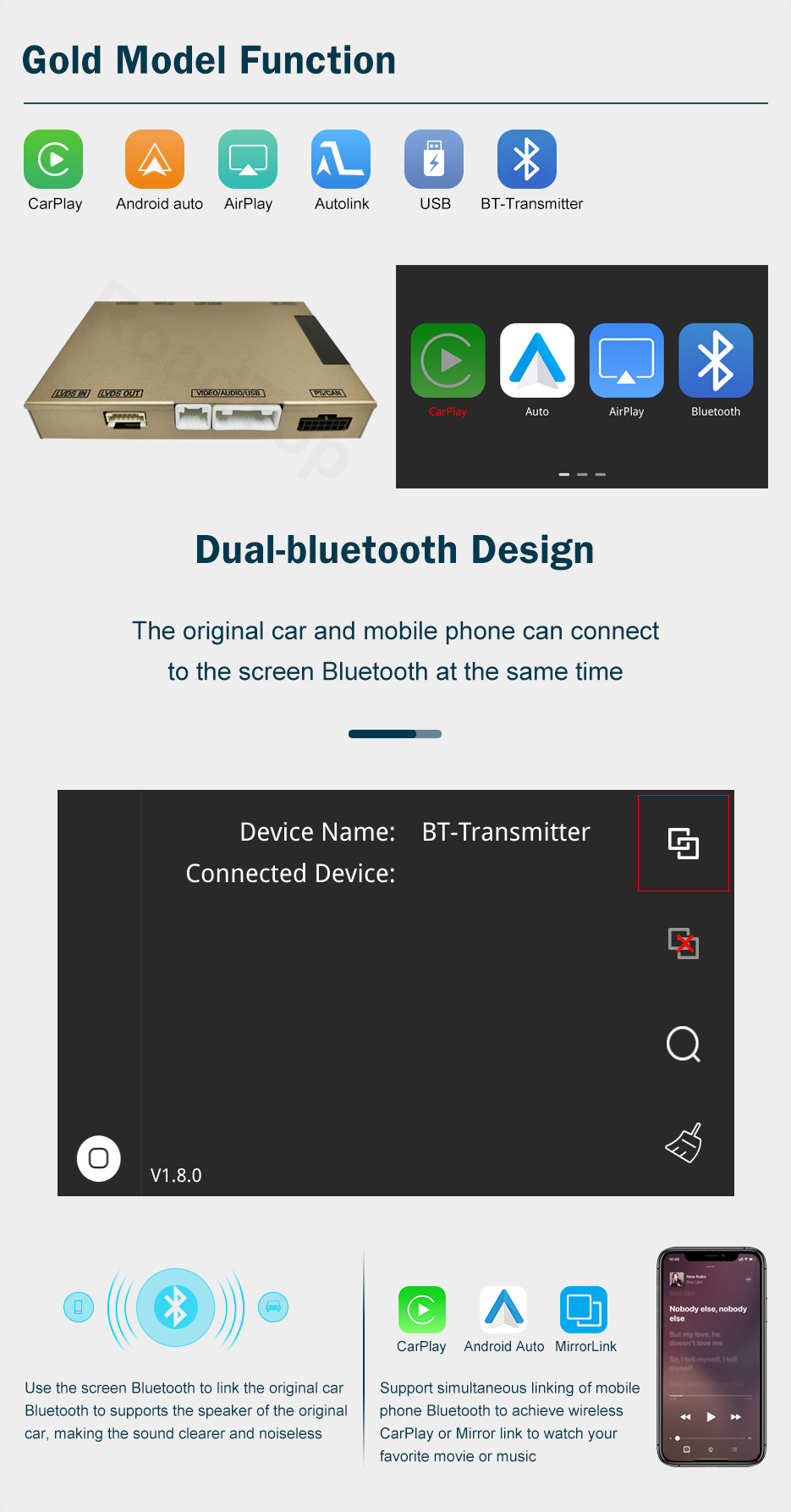 Road Top Wireless Apple CarPlay Is Suitable for Ford SNYC2 Ford Decoder Module Decoder Box