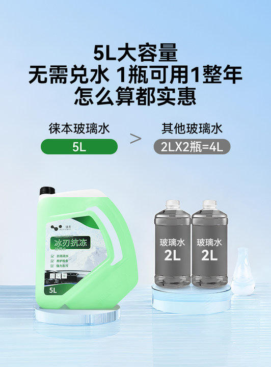 Leben Car Glass Cleaner Powerful Stain Remover and Oil Film Remover Wiper Fluid Car Use Insect Glue Ethanol Concentrate Winter Antifreeze