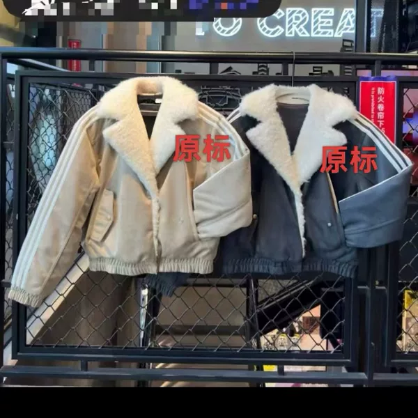 N-52Trw American Motorcycle Style Pu Leather Jacket with Fur Collar, Reversible Cotton Coat for Men and Women, Thickened Cotton Clothing Mf116 Trendy Brand