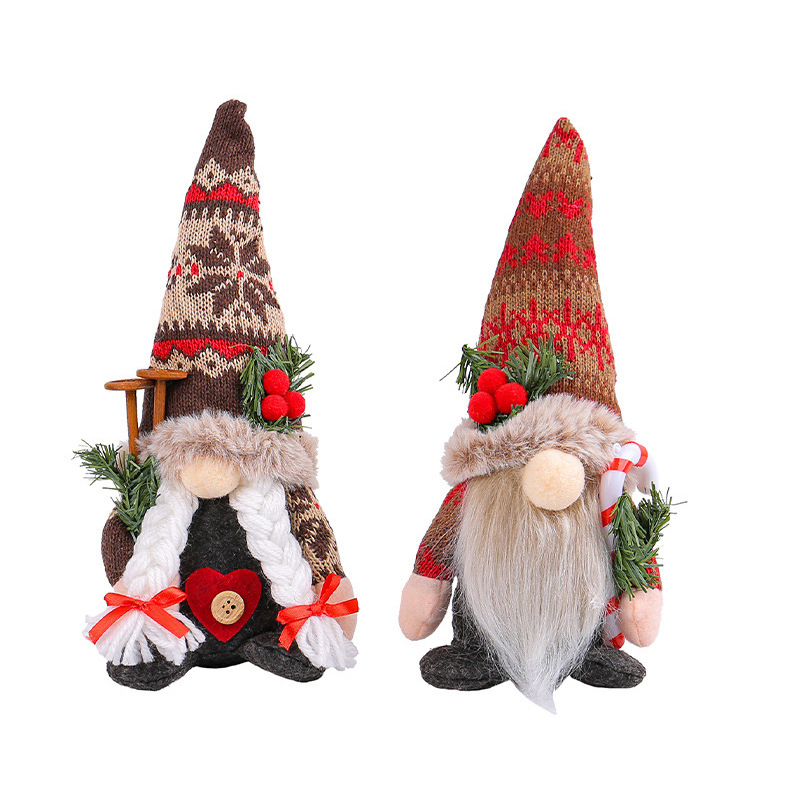 Navidad de punto gorra de nieve muñeca adornos creativos muñeca muñeca muñeca sin cara adornos