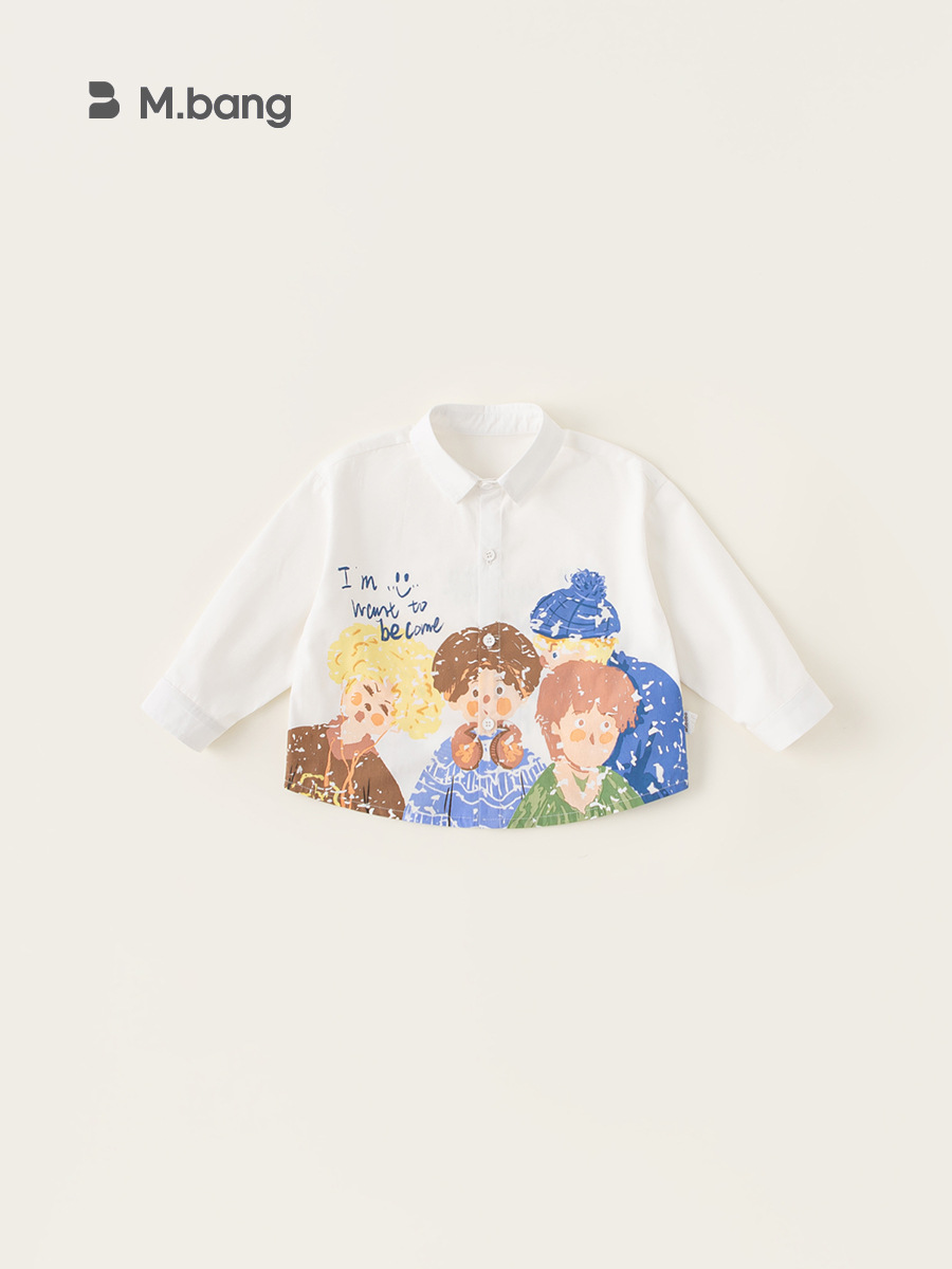 Yoobao ropa infantil camisa infantil 2025 primavera nuevo niño dibujos animados graffiti camisa coreana camisa de bebé