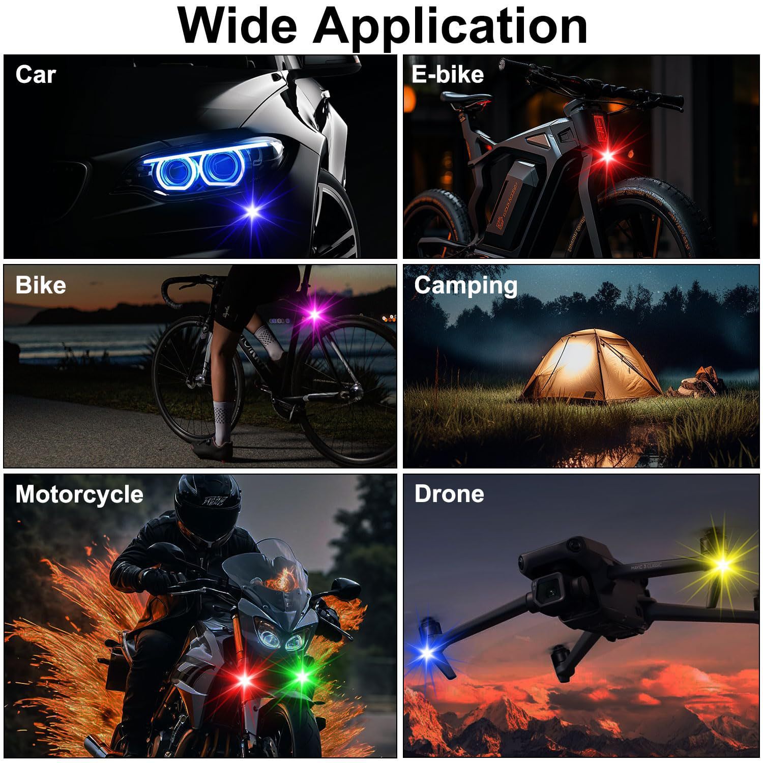 Cross-Border Wireless Remote Control Aircraft Lights, Universal Eight-Color Flashing Warning Lights for Automobiles and Motorcycles, Drone Pilot Lights