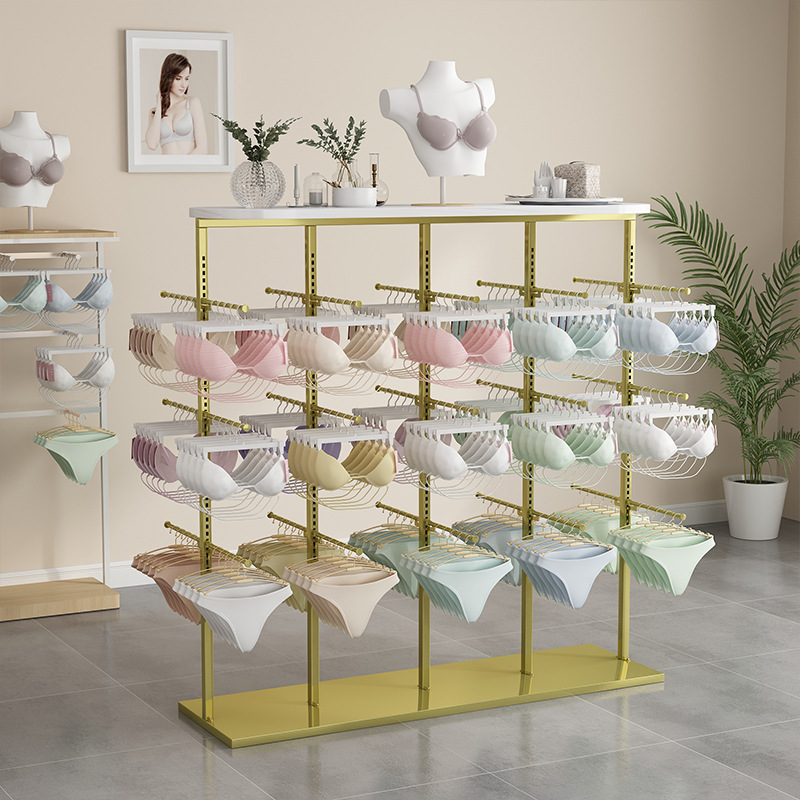 Underwear shelf display stand floor-type underwear store shelf shorts bra underwear bra Middle Island adjustable gold