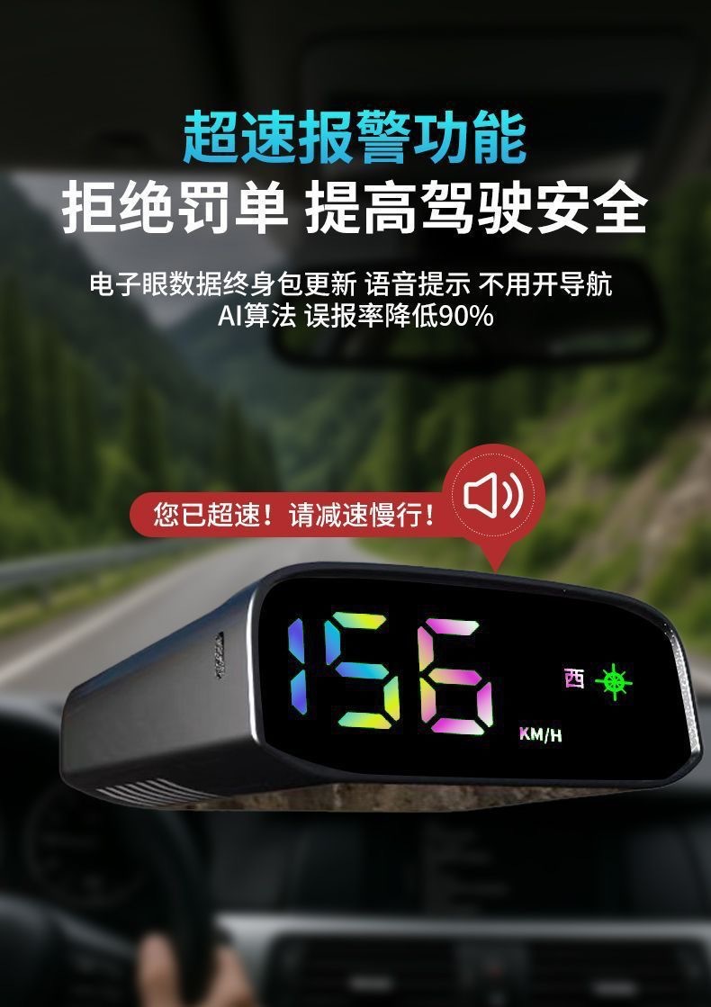 Colorful Hud Head-Up Display Beidou Satellite Electronic Dog Universal Car Navigation Locator Speedometer