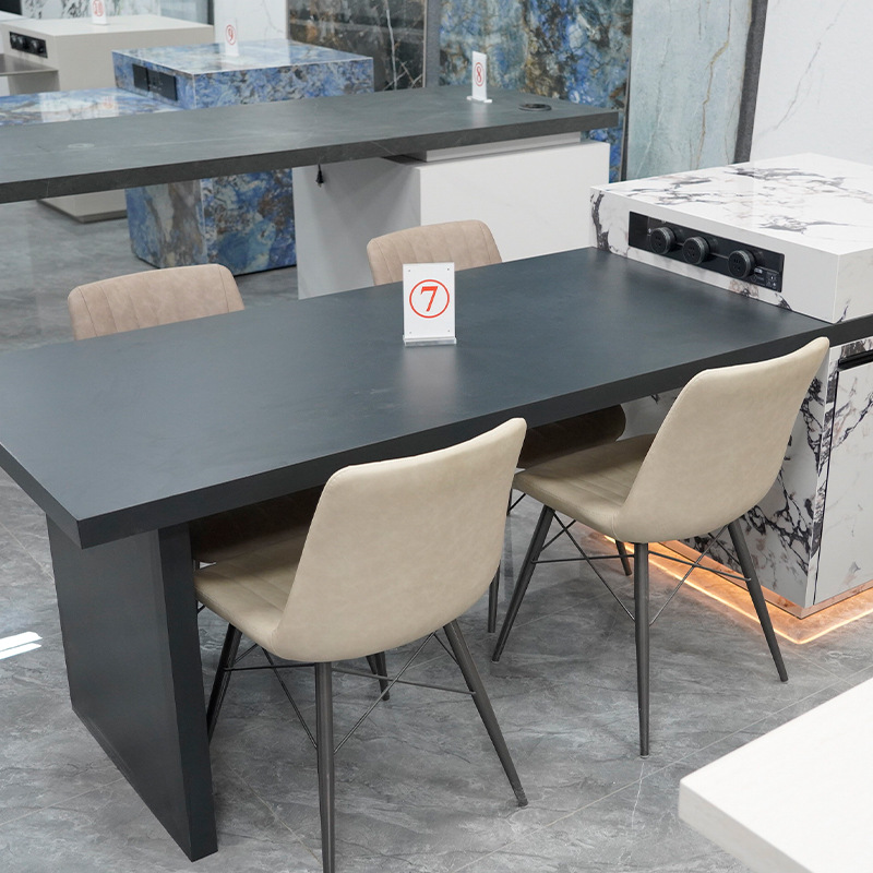 Solid Wood Dining Table Island Integrated Retractable Household Hanging Full Slate Multi-Functional Storage Kitchen Island Mid-Century Style