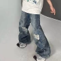 重工美式直筒水洗裤子