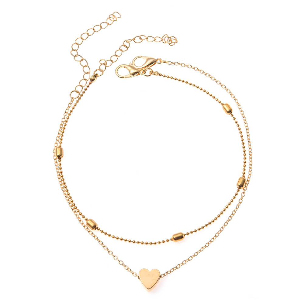 Summer beach round beads, ankle bracelet heart-shaped heart shaped, Amazon