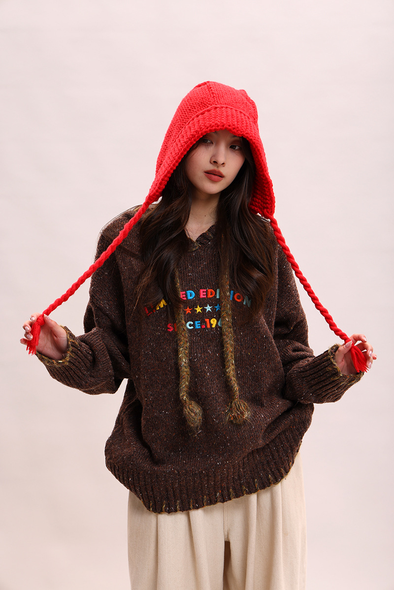 Koreanische version spitze up süße, niedlich, warm und vielseitig Rotkäppchen kinder winter gestrickte garn ohr_voghion.com