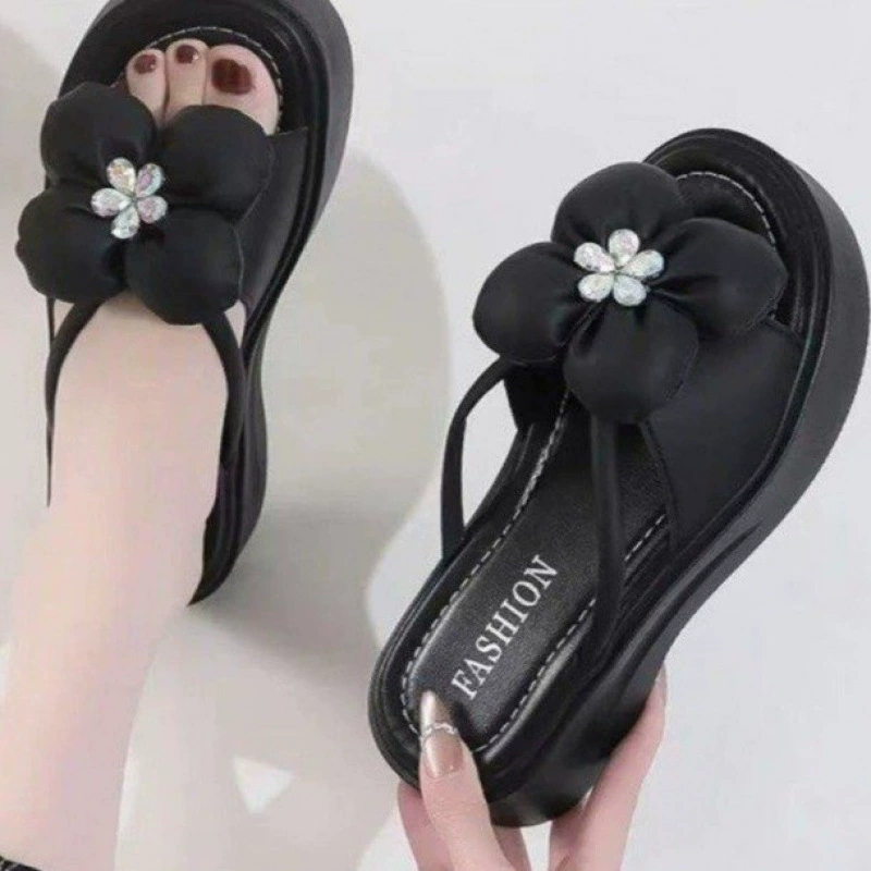 Женские летние босоножки на толстой платформе с открытым носком, красивые, в стиле «нежная фея», новинка 2025 года.