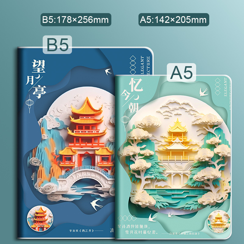 B5 cuaderno de alto valor diario de arte en 3D retro super grueso libro de goma para estudiantes 16k grande ins estilo engrosamiento