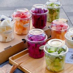 Disposable Transparent Plastic Cups for Picnic, Camping, Fruit Cutting, and More&mdash;Made from PET, Perfect for Salads, Ice Desserts, Pudding, or Yogurt Bowls, Complete with Curved Lids