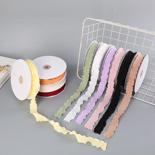 4cm Lotus Leaf Wavy Edge Fish Tail Chiffon Ribbon Bow Fresh Flowers Cake Valentine's Day Bouquet Cover Weaving Ribbon