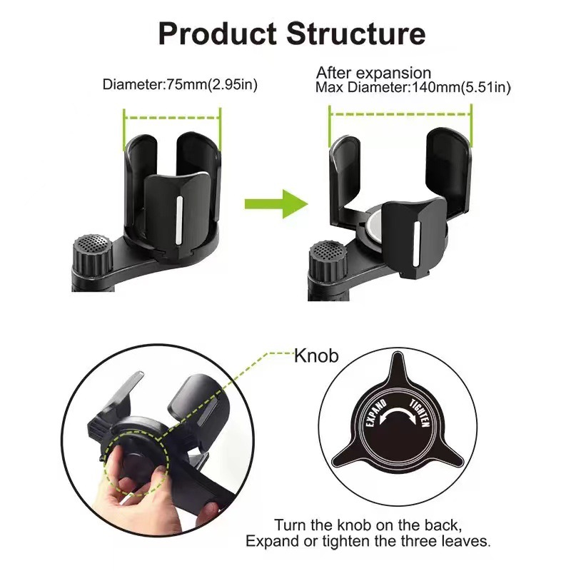 Car-Mounted Dual-Hole Water Cup Holder for Beverages, Cola Thermos Cup Storage Rack, One-To-Two Adjustable Storage Compartment