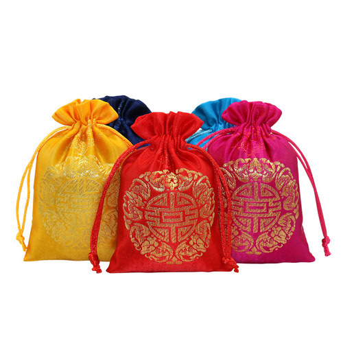 Festival blessing bag, wedding banquet, Chinese brocade embroidery return gift candy bag, wedding candy bag, printed logo wholesale