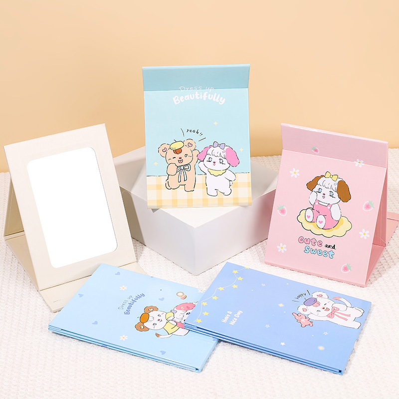 漫画折りたたみ化粧镜コート纸レディース学生ホーム小さな台镜少女心hdメイクアップ美化粧ミラー|undefined