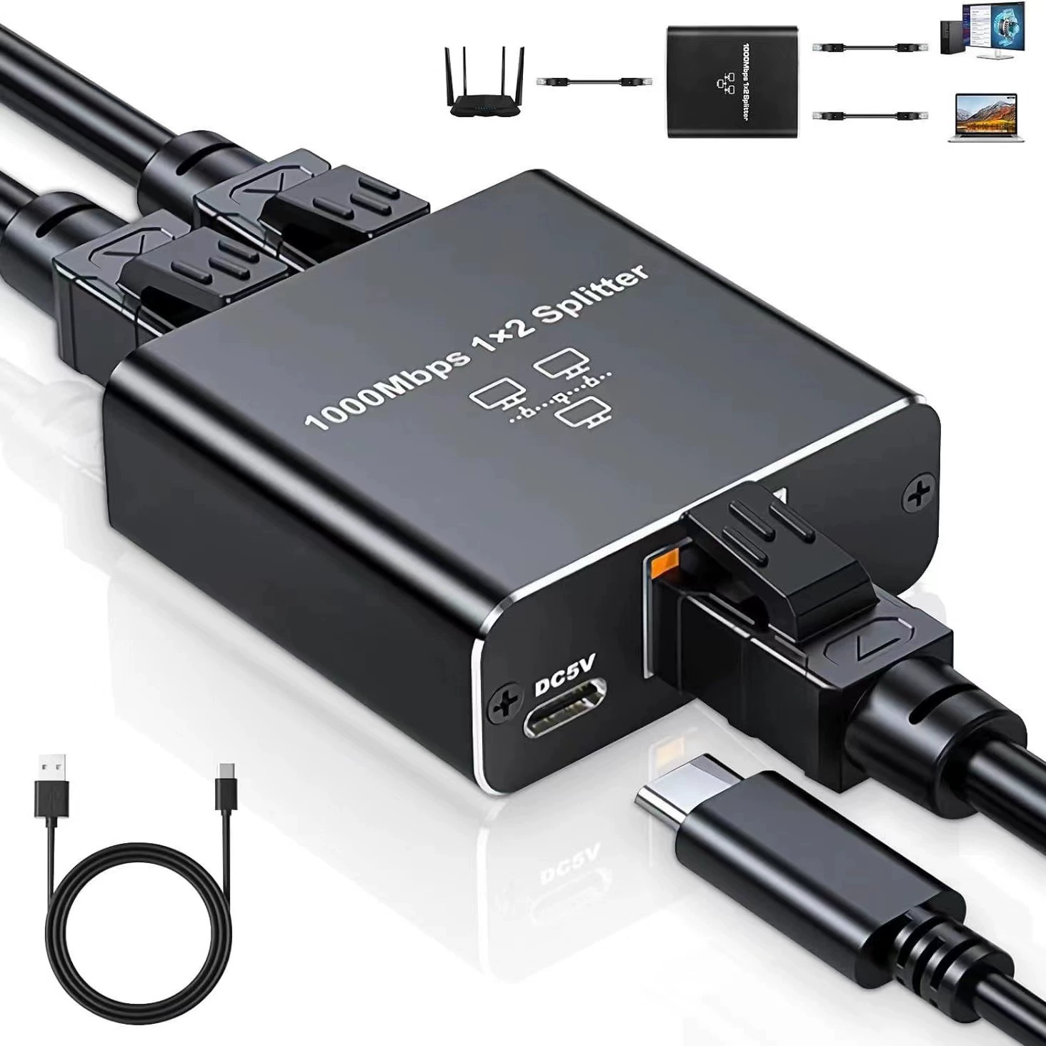 RJ45 гигабитный распределитель сети, широкополосный маршрутизатор/коммутатор, расширитель линии одной подсети