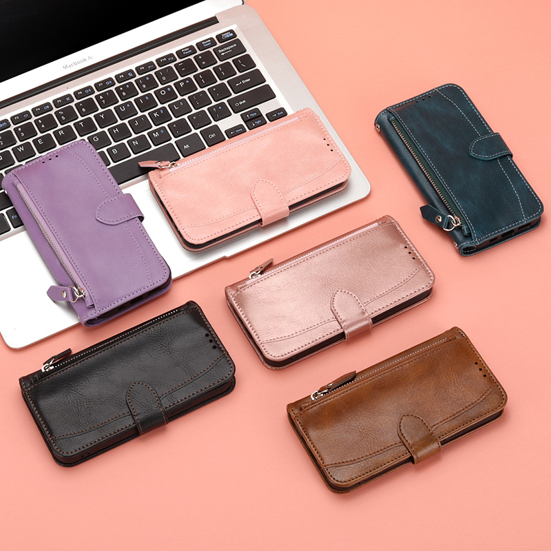 Flip Phone Case Foreign Trade Explosions Suitable for phone16E Phone Leather Case Samsung Zipper Wallet Protective Case Xiaomi