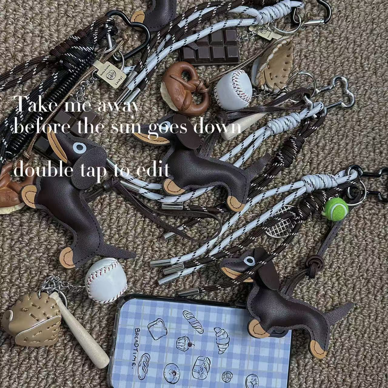 Cross-Border Same Style Miu-Style Dachshund Dog Bag Pendant Baseball Keychain Accessory Lanyard Street Fashion