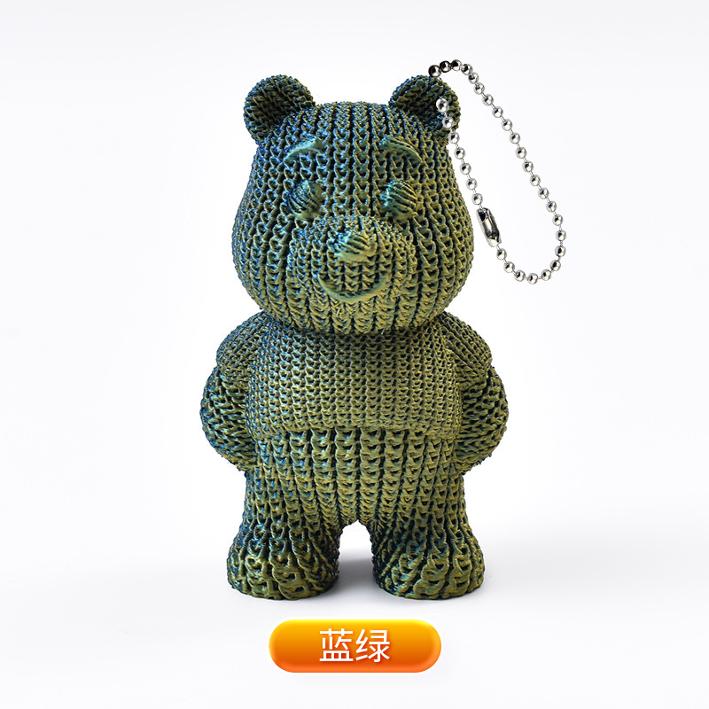 Llavero con Colgante de Osito de Peluche Tejido, Impreso en 3D, Recuerdo, Juguete Impreso en 3D, para Llaves de Coche, Éxito de Ventas Transfronterizo