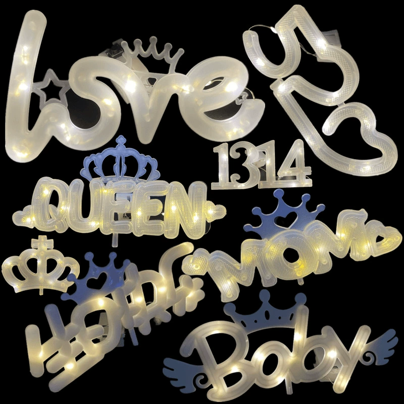 С Днем Рождения 520 Букет Письмо Световая Пластина Признание Свет BABY Queen MOM1314 Вспышка Любовь Свет Торта
