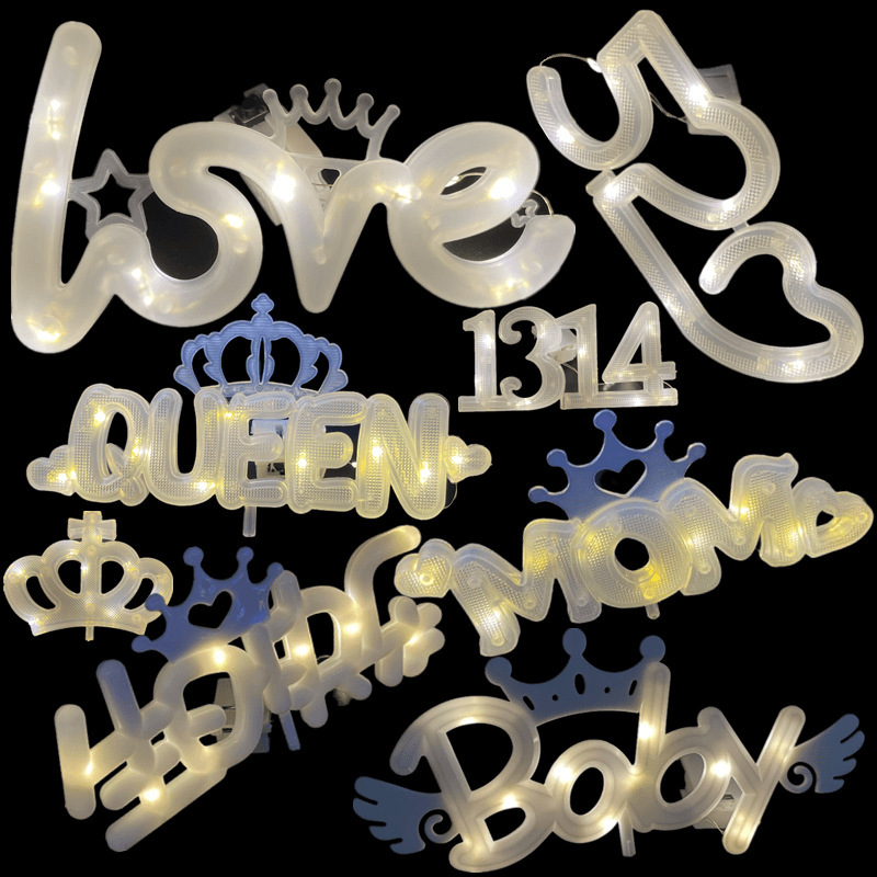 Happy Birthday 520 Bouquet Letter Light Plate Confession Light BABY Queen MOM1314 Flash Light LOVE Cake Light Happy Birthday 520 Bouquet Letter Light Plate Confession Light BABY Queen MOM1314 Flash Light LOVE Cake Light