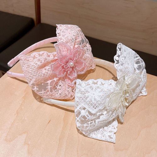 Girls' Sweet Birthday Hairband Princess Baby Crown Veil Hair Accessory Super Fairy Girl Pearl Tassel Lace Hairpin