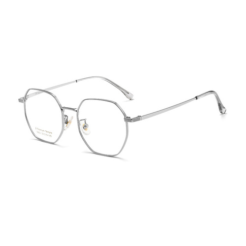 超轻纯钛多边形复古眼镜架9.5g时尚男女可配度数近视眼镜框T3903
