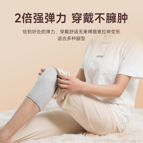 Knitted warm knee pads, four-way stretch thin breathable leg pads for running and cycling, thickened plush sports knee pads