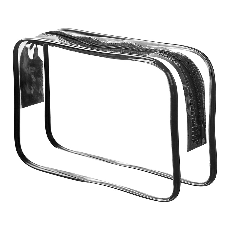 Bolsa de lavado transparente a prueba de agua de PVC gruesa, bolsa de maquillaje de gran capacidad, bolsa de almacenamiento de maquillaje portátil, bolsa de lavado de viaje