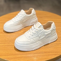 華耀真皮板鞋女2024年夏季新款厚底增高透氣休閒百搭運動小白鞋潮