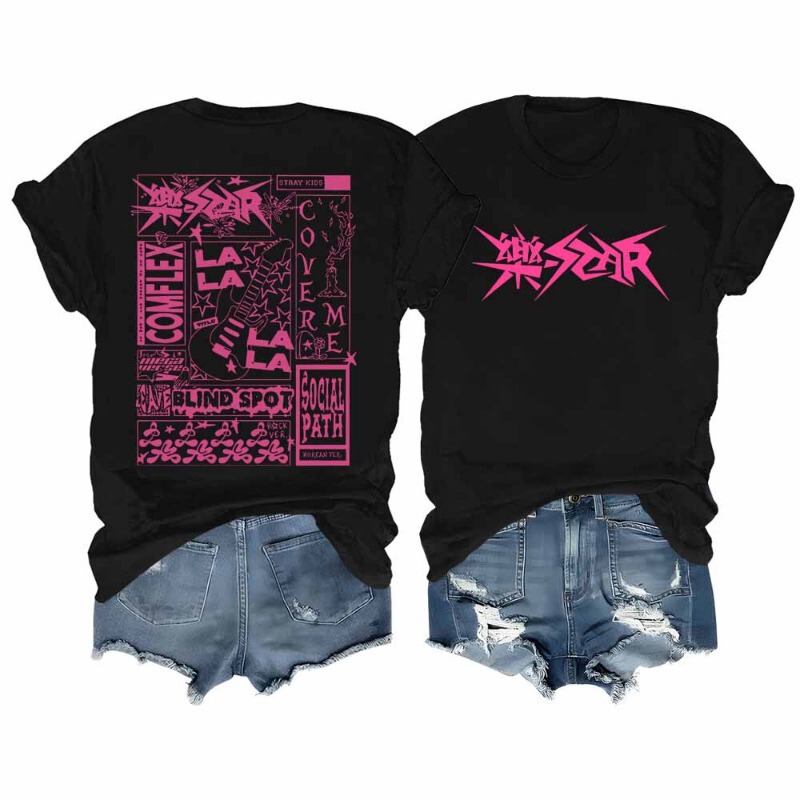 European Size Cross-Border [European Size Cotton t] Stray Kidsren's T-Shirt Rock Star Product T-Shirt Kpop Short-Sleeved T-Shirt Stray