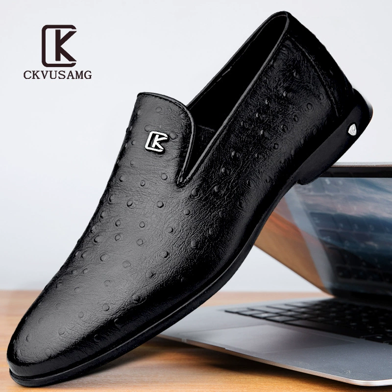CKVUSAMG Повседневная обувь 2024 Летняя новая мужская бизнес-кожаная обувь с заострением черного высокого класса